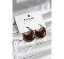 Pirinç Gold Kahverengi Renk Vintage Kadın Küpe - TJ-BKP11434