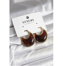 Pirinç Gold Kahverengi Renk Vintage Kadın Küpe - TJ-BKP11434