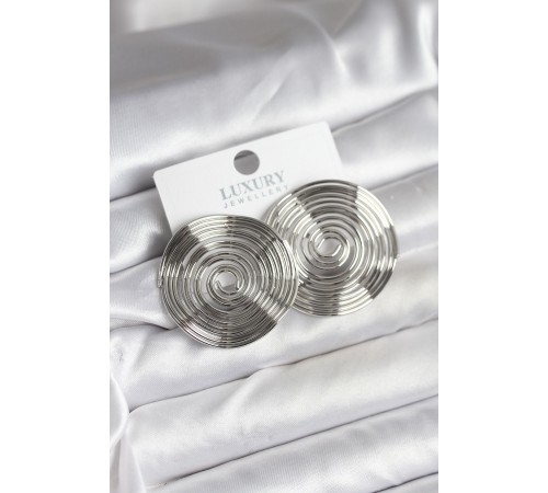 Pirinç Gümüş Renk Circle Model Kadın Küpe - TJ-BKP11436