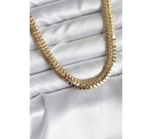 14K Gold Renk Kaplama Zincir Modelli CM Kadın Kolye - TJ-BKO10727