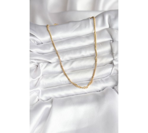 14K Gold Renk Kaplama Topçuk Zincirli Model CM Kadın Kolye - TJ-BKO10734