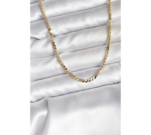 14K Gold Renk Kaplama Ezme Yılan Zincir Model CM Kadın Kolye - TJ-BKO10735