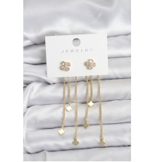 Pirinç Gold Renk Yonca Model Sallantılı Kadın Küpe - TJ-BKP11455