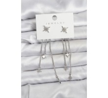 Kutup Yıldızı Model Gümüş Renk Pirinç Sallantılı Kadın Küpe - TJ-BKP11458