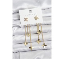 Lotus Model Gold Renk Pirinç Sallantılı Kadın Küpe - TJ-BKP11461