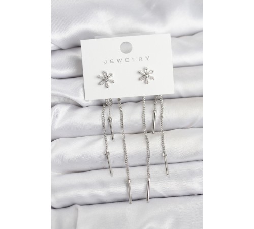 Çiçek Model Gümüş Pirinç Sallantılı Kadın Küpe - TJ-BKP11464