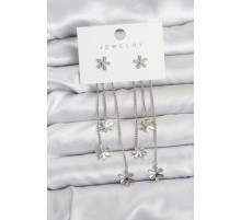 Papatya Model Gümüş Renk Pirinç Sallantılı Kadın Küpe - TJ-BKP11466