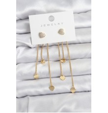 Kalp Model Gold Renk Pirinç Sallantılı Kadın Küpe - TJ-BKP11471