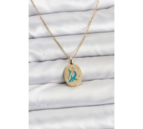 316L Çelik Zincir Gold Renk Shark Figür Kadın Kolye - TJ-BKO10753