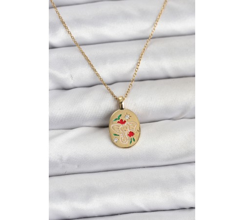 316L Çelik Zincir Gold Renk Fil Figürlü Kadın Kolye - TJ-BKO10754