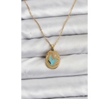 316L Çelik Zincir Gold Renk Kelebek Figür Kadın Kolye - TJ-BKO10755