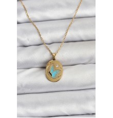 316L Çelik Zincir Gold Renk Kelebek Figür Kadın Kolye - TJ-BKO10755
