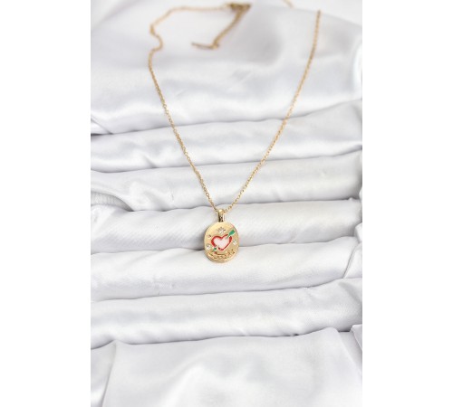 316L Çelik Zincir Gold Renk Kalp Figürlü Kadın Kolye - TJ-BKO10757