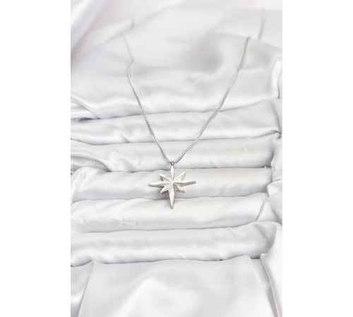 316L Çelik Zincir Gümüş Renk Kutup Yıldızı Model 60 cm Zincir Kadın Kolye - TJ-BKO10758