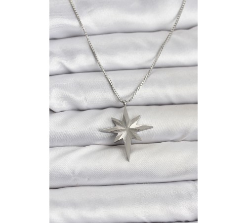 316L Çelik Zincir Gümüş Renk Kutup Yıldızı Model 60 cm Zincir Kadın Kolye - TJ-BKO10758
