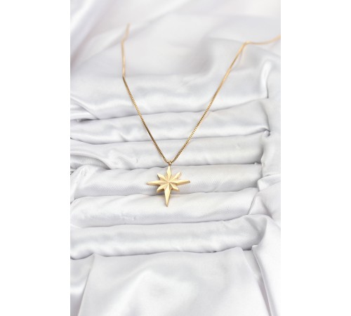 316L Çelik Zincir Gold Renk Kutup Yıldızı Model 60 cm Zincir Kadın Kolye - TJ-BKO10759