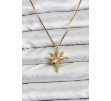 316L Çelik Zincir Gold Renk Kutup Yıldızı Model 60 cm Zincir Kadın Kolye - TJ-BKO10759