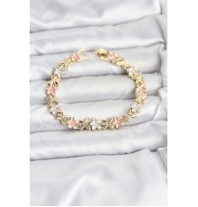 Lotus Model Pirinç Gold ve Pembe Renk Kadın Bileklik - TJ-BB8146