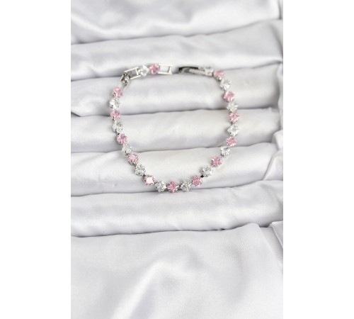 Kare Zirkon Taşlı Gümüş Renk Kadın Bileklik - TJ-BB8147