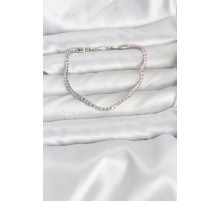 Pembe ve Beyaz Zirkon Taşlı Gümüş Renk Su Yolu Kadın Bileklik - TJ-BB8149