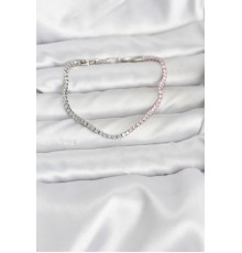 Pembe ve Beyaz Zirkon Taşlı Gümüş Renk Su Yolu Kadın Bileklik - TJ-BB8149