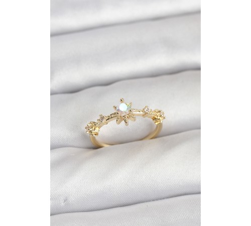 Gold Renk Pirinç Yıldız Model Kadın Yüzük - TJ-BYK3913