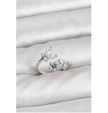 Pirinç Gümüş Renk Kelebek Model Kadın Yüzük - TJ-BYK3914