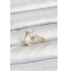 Pirinç Gold Renk Kelebek Model Kadın Yüzük - TJ-BYK3915