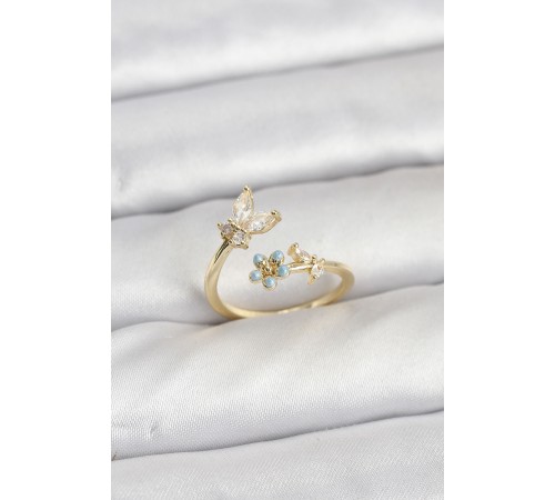 Pirinç Gold Renk Kelebek Model Kadın Yüzük - TJ-BYK3915