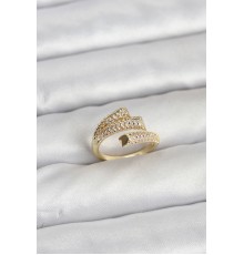 Gold Renk Zirkon Taşlı Pirinç Kadın Yüzük - TJ-BYK3919