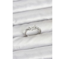 Kelebek Model Gümüş Renk Pirinç Kadın Yüzük - TJ-BYK3920