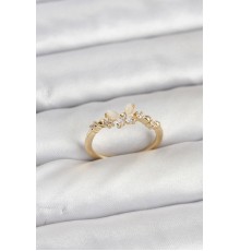 Kelebek Model Gold Renk Pirinç Kadın Yüzük - TJ-BYK3921