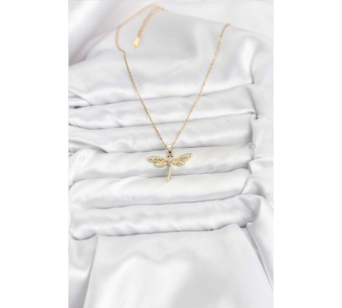 316L Çelik Zincir Gold Renk Yusufçuk Model Kadın Kolye - TJ-BKO10761
