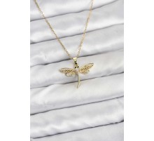 316L Çelik Zincir Gold Renk Yusufçuk Model Kadın Kolye - TJ-BKO10761