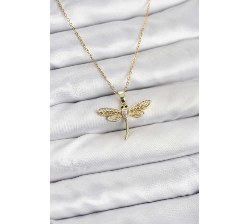 316L Çelik Zincir Gold Renk Yusufçuk Model Kadın Kolye - TJ-BKO10761