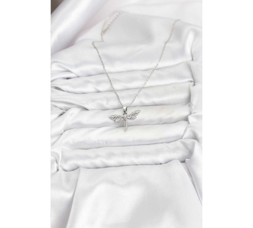 316L Çelik Zincir Gümüş Renk Yusufçuk Model Kadın Kolye - TJ-BKO10762