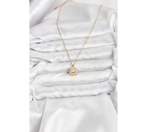 316L Çelik Zincir Gold Renk Baget Model Kadın Kolye - TJ-BKO10763