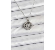 316L Çelik Zincir Gümüş Renk Kutup Yıldızı Kapaklı Model Kadın Kolye - TJ-BKO10774