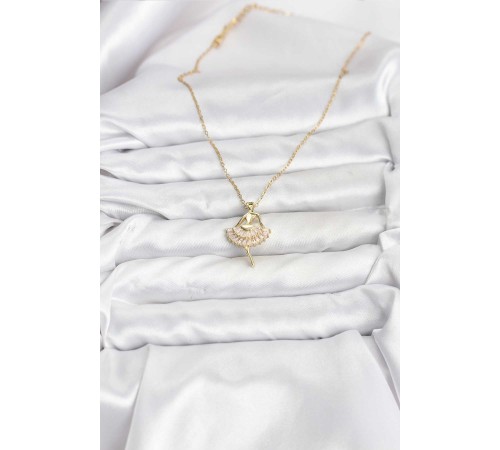 316L Çelik Zincir Gold Renk Balerin Model Kadın Kolye - TJ-BKO10775