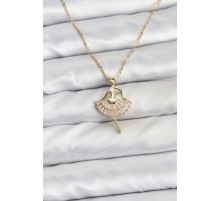 316L Çelik Zincir Gold Renk Balerin Model Kadın Kolye - TJ-BKO10775