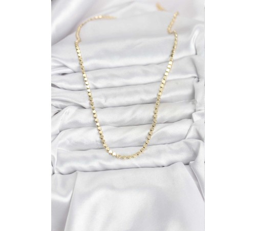 316L Çelik Zincir Gold Renk Ezme Zincir Model 65 cm Kadın Kolye - TJ-BKO10778