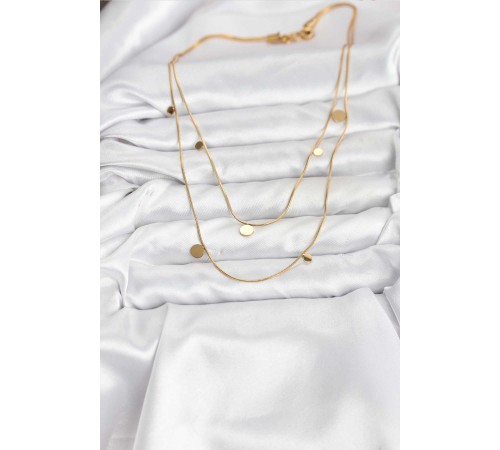 316L Çelik Zincir Gold Renk Pullu Kadın Kolye - TJ-BKO10787