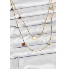 316L Çelik Zincir Gold Renk Pullu Kadın Kolye - TJ-BKO10787