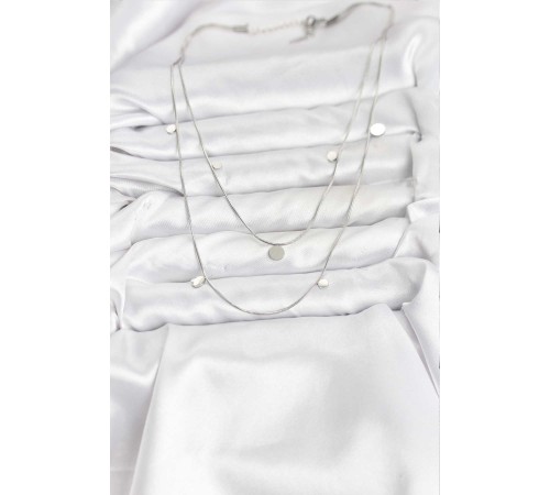 316L Çelik Zincir Gümüş Renk Pullu Kadın Kolye - TJ-BKO10788