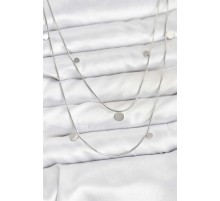 316L Çelik Zincir Gümüş Renk Pullu Kadın Kolye - TJ-BKO10788