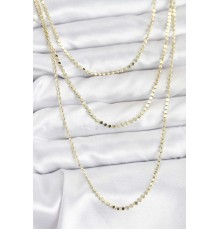 316L Çelik Zincir Gold Renk Ezme Zincir Model 3'lü Kadın Kolye - TJ-BKO10789