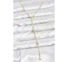316L Çelik Gold Renk Ezme Zincir Model Y Kadın Kolye - TJ-BKO10790