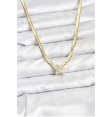 Gold Renk Pirinç Yıldız Zirkon Taşlı Kadın Kolye - TJ-BKO10793