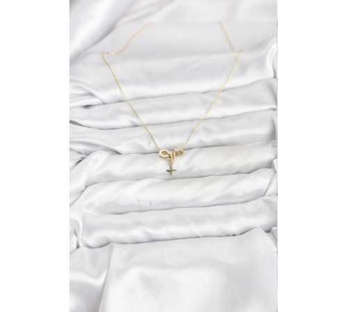 Gold Renk Pirinç Minimal Charmlı Kadın Kolye - TJ-BKO10794