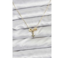 Gold Renk Pirinç Minimal Charmlı Kadın Kolye - TJ-BKO10794